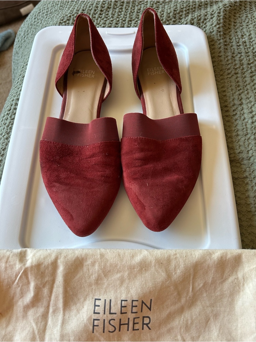 Eileen Fisher Burgundy Suede Pointed D'Orsay Flats 9.5M